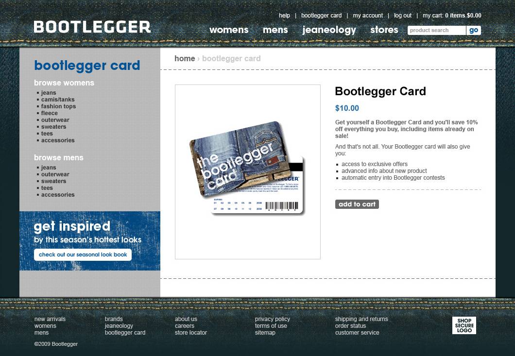 Bootlegger Card Page
